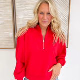 Half Zip V-Neck Pullover (4 Colors)