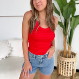 Nikibiki Striped Ribbed Tank Top - Red