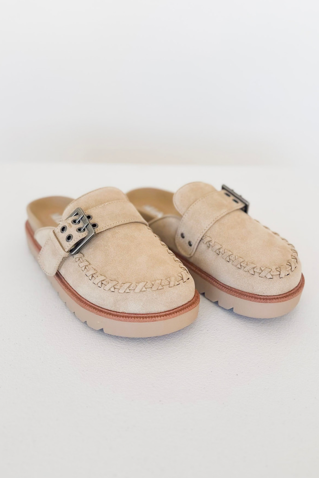 Sand Suede Slip On Clog Mule