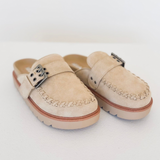 Sand Suede Slip On Clog Mule