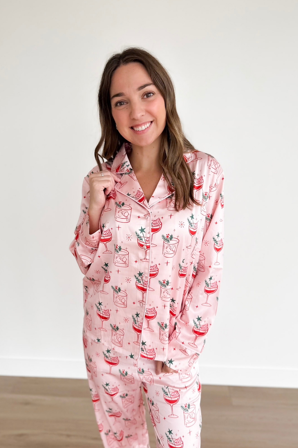 Christmas Cocktails Satin PJ Set