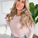 Dusty Rose Lightweight Knit Long Sleeve Top