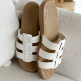 White 3 Strap Slip on Sandal