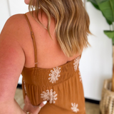 Camel/Ivory Print Tiered Maxi Dress