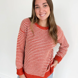 Two Tone Orange & Ivory Stripe Sweater