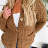 Metal Button Down Cardigan with Pockets (2 Colors)