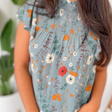 Sienna Blue Floral Smocked Neck Top