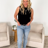 Black Soft Bubble Hemline Tank Top