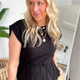Black Elastic Waist Causal Maxi Dress