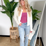 Ivory Puff Sleeve Sweater Cardigan