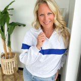 Heather Grey/Blue Relaxed 1/4 Zip Pullover