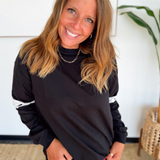 Black Tunic Striped Sleeve Top