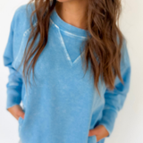 Lightweight Acid Wash Pullover-Blue