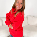 Red 1/2 Zip Funnel Neck Pullover