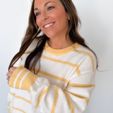 Lemon Striped Oversized White Sweater