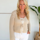 Natural Crochet Bow Tie Cardigan