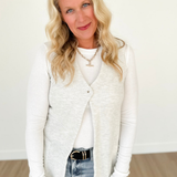 Light Grey Textured V-Neck Sleeves Tunic Top