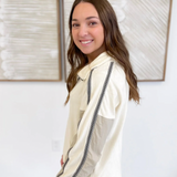 Contrast Cream Fleece Quarter Zip Pullover