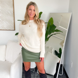 Eliza Olive Leather Mini Skirt