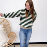 Classic Striped Knit Sweater with Contrast Trim (2 colors)