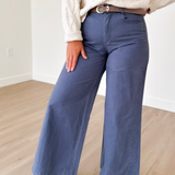 Blue Washed Wide Leg Pants