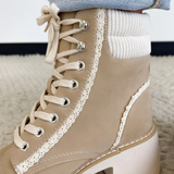 Neutral Lace Up MIA Bootie