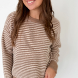 Cream/Mocha Striped Knit Sweater