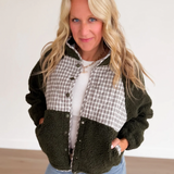 Quilted Plaid Sherpa Fleece Jacket