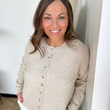 Tan/Cream Mini Striped Button Up Sweater