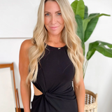 Black Knit Twist Front Sleeveless Dress