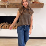 Ash Brown Sleeveless Knit Sweater Top