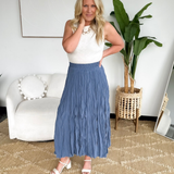 Sky Blue Crinkle Maxi Skirt