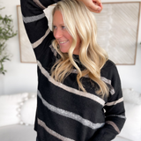 Annie Beaded Striped Knit Sweater