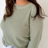 Ribbed Sage Long Sleeve Sweater