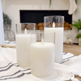 LED Glass Pillar Candle Set 5", 6", 7"