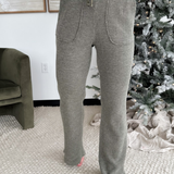 Olive Waffle Knit Elastic Waist Pants