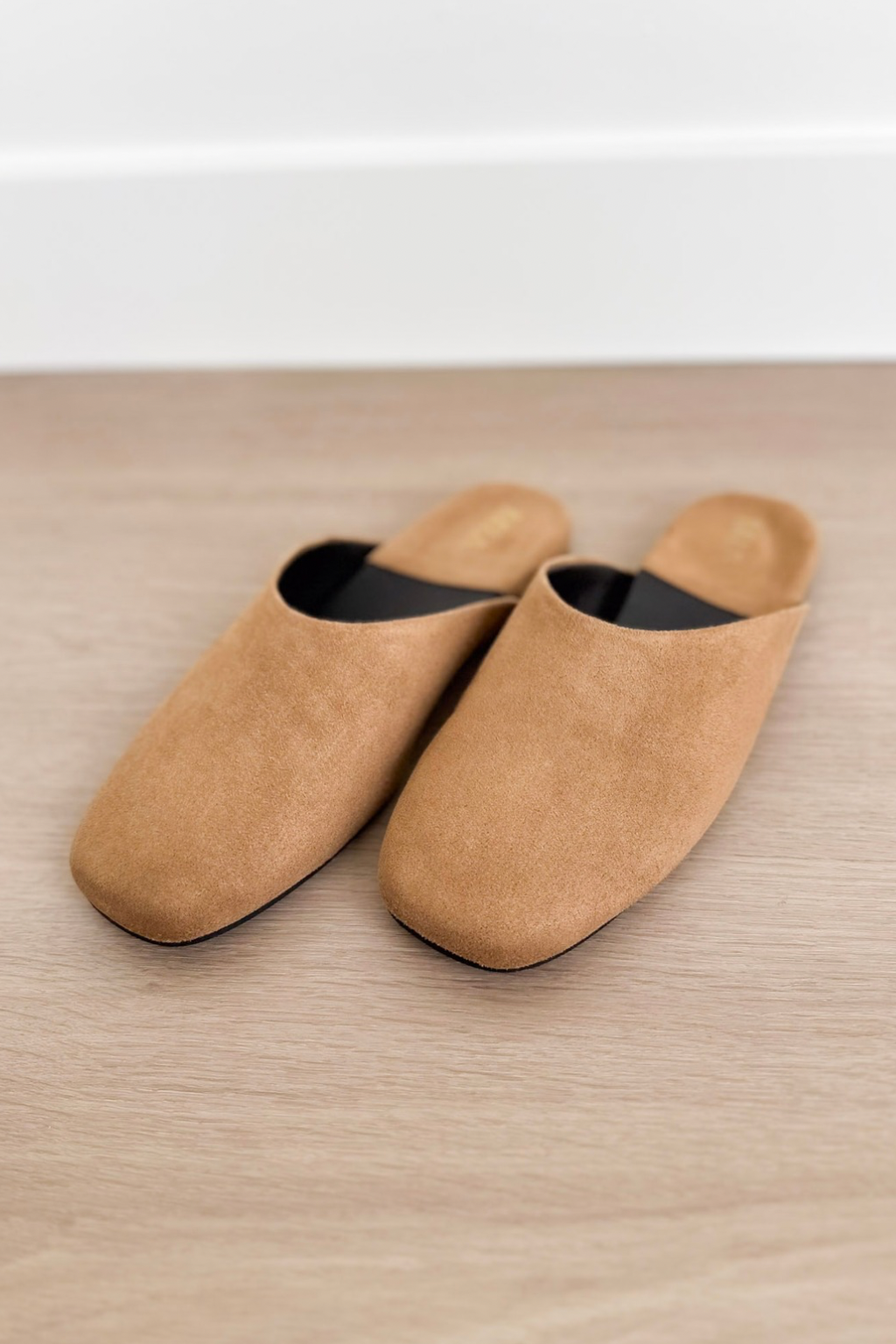 Tan Suede Slip On Mules