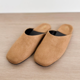 Tan Suede Slip On Mules