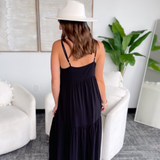 Makenna Tiered Black Maxi Dress