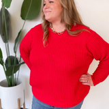 Wrenley Red Knit Sweater-Curvy