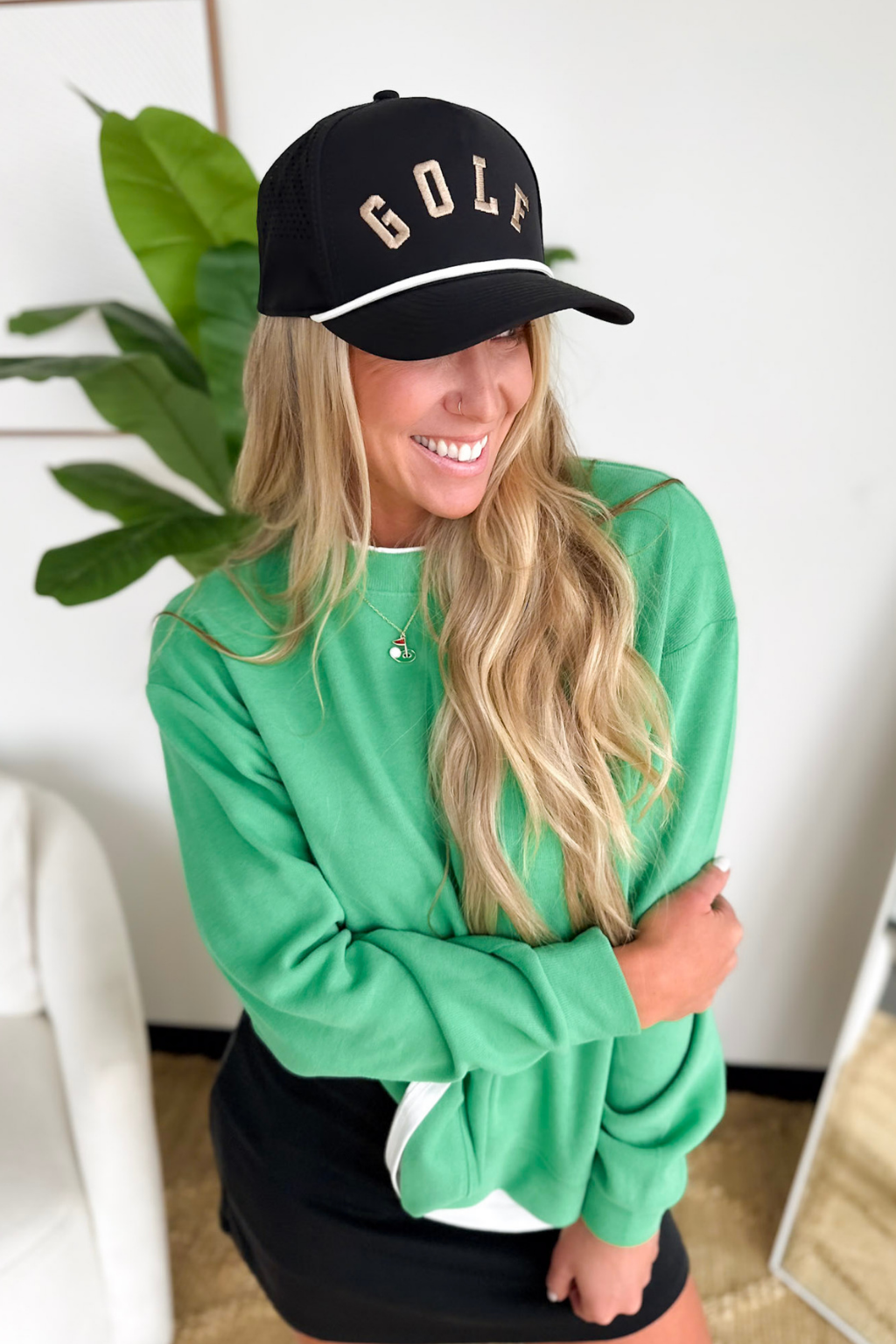 Varsity Green Faux Layered Crewneck