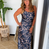 Navy Floral Midi Dress & Sweater Set
