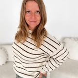 Ivory & Thin Brown Stripe Knit Sweater