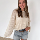 Cream Open Knit Star Sweater