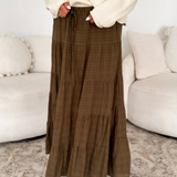 Olive Tiered Maxi Skirt