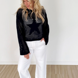 Navy Blue Open Knit Star Sweater