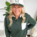 Two Toned Polo Collared Pullover