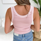 Nikibiki Striped Ribbed Tank Top - Pearl Blush