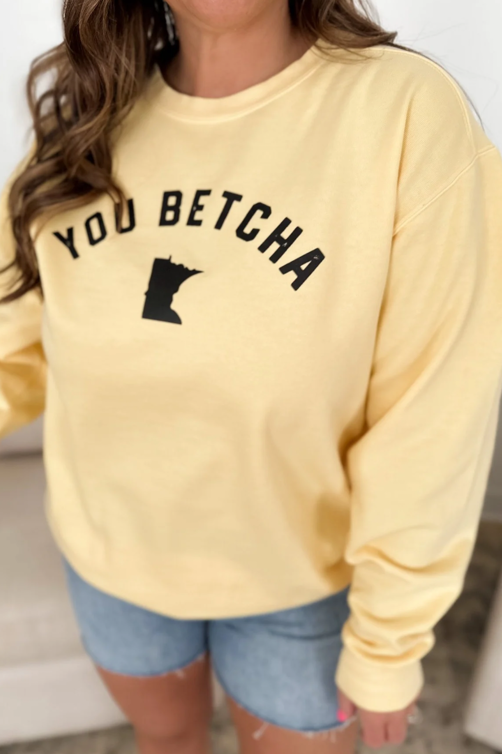 Yellow You Betcha Minnesota Crewneck