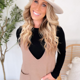 Deep V-Neck Sleeveless Knit Mini Dress